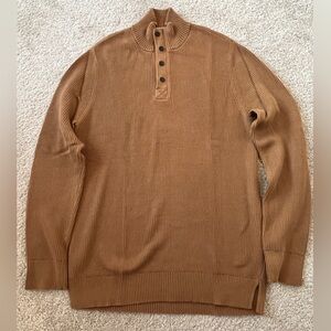 Express Tan Ribbed Knit 1/4 Zip Sweater